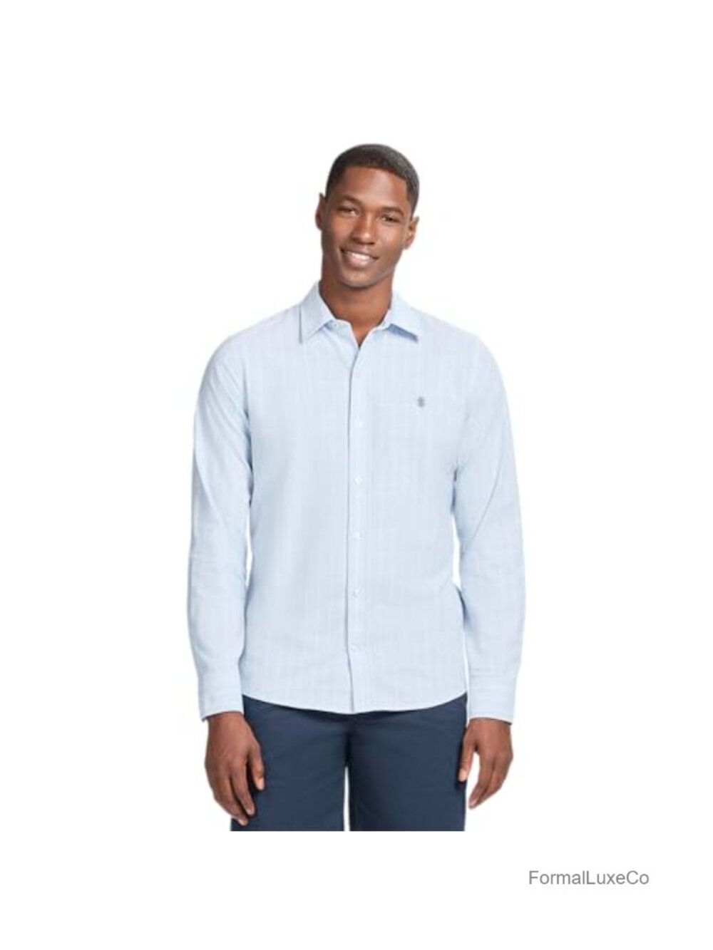 Men's Linen Blend Long Sleeve Button Down Shirt Relaxed Fit Hidden Collar